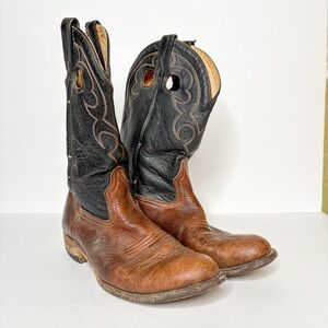 Brahma Black and Brown Cowboy Boots